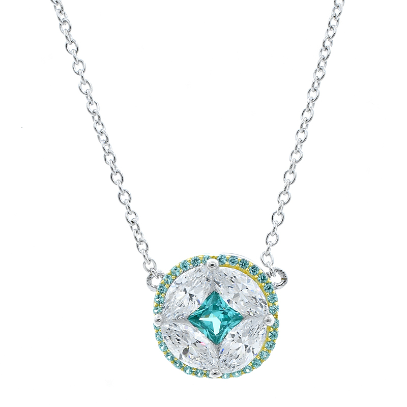 necklace with Paraiba YAG and white CZ