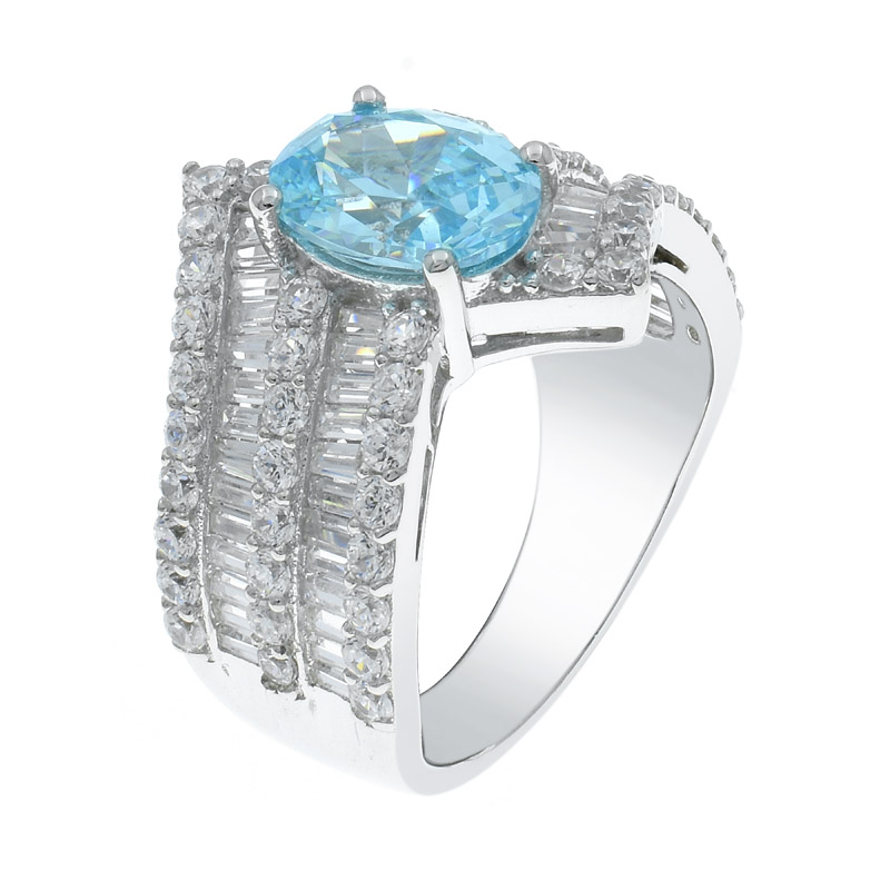bypass ring with Aqua CZ