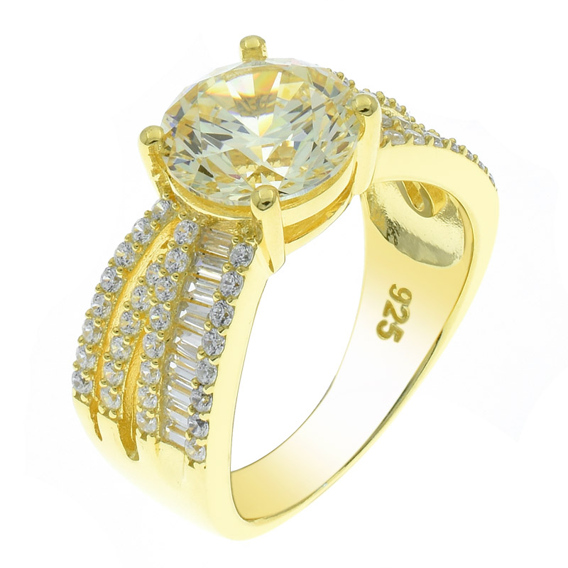 Fabulous Gold Plated Diamond Yellow CZ Women Ring