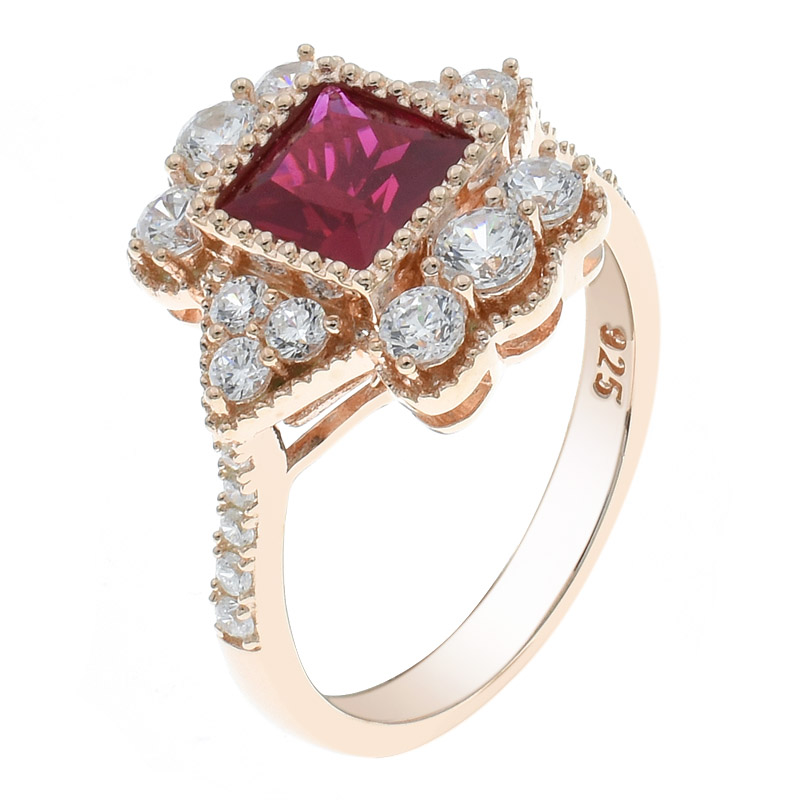 Women Red Corundum Jewelry Ring