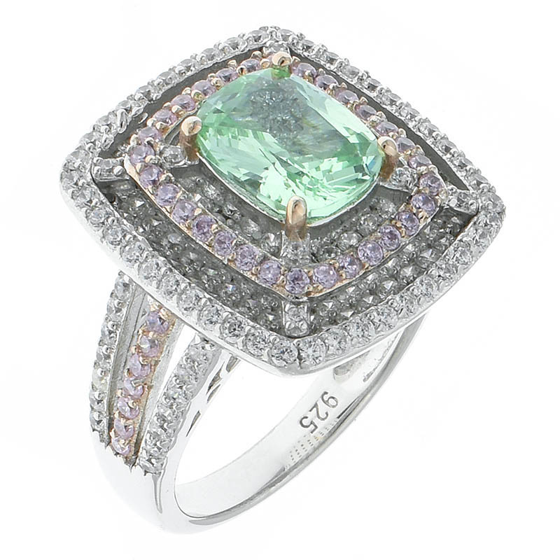 Women Green Corundum Jewelry Ring