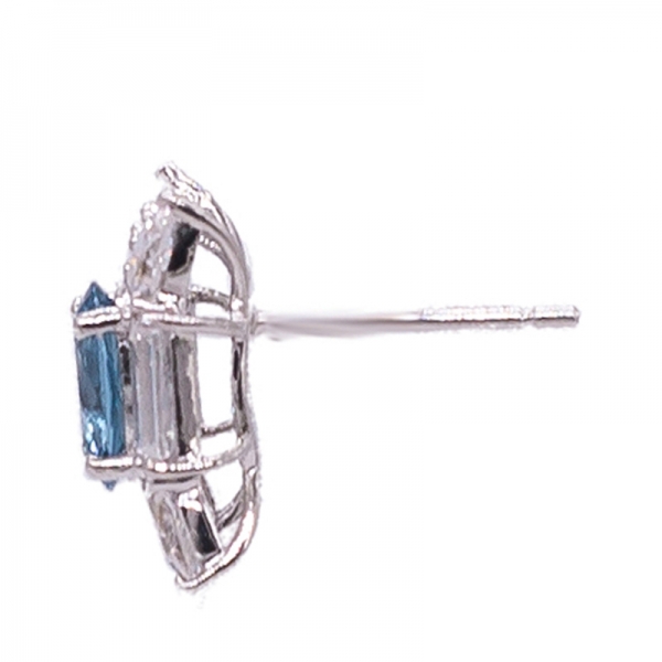 blaue Diamant-Nano-Ohrstecker in 925 Sterling Silber 
