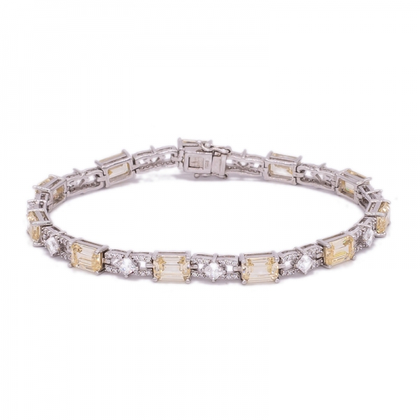 Baguette Diamant Gelb CZ Armband in 925 Sterling Silber 