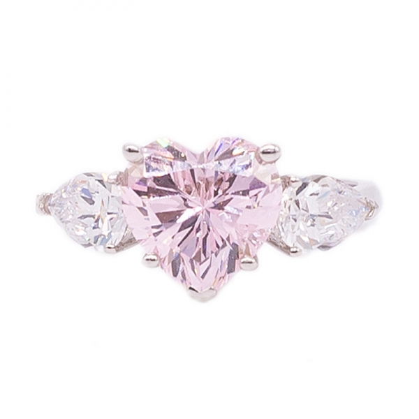 Silber Diamant Rosa Herzform Ring Schmuck 