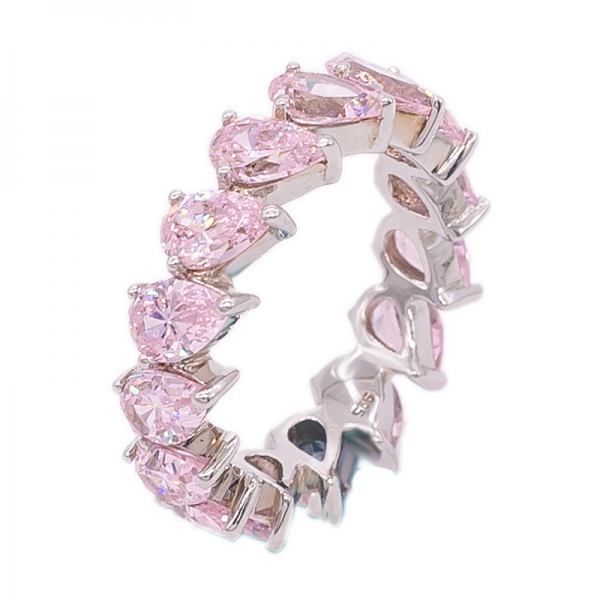 schimmernder 925er Diamant-Pink-Birnenform-Ring 