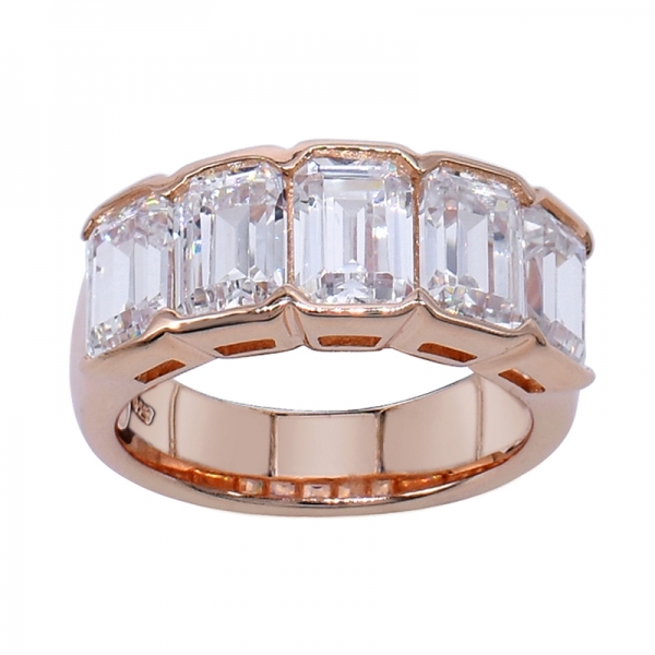 925er Ring mit Baguette-Form Smaragdschliff cz 