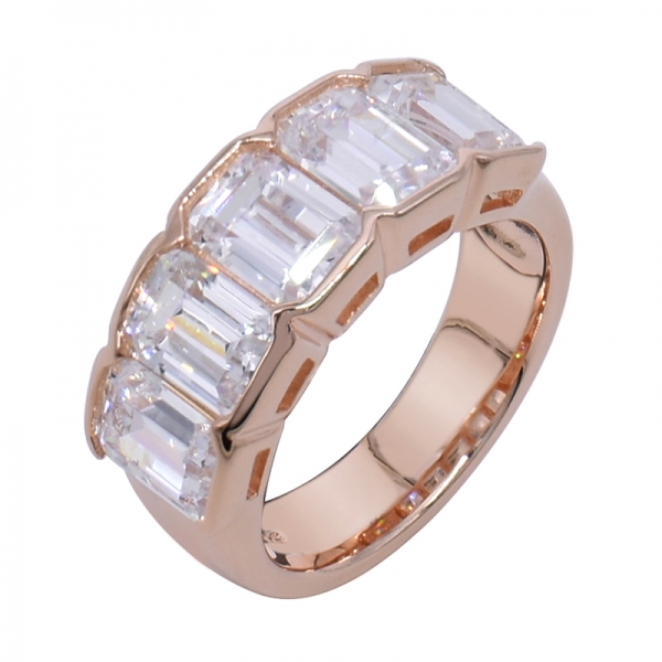 925er Ring mit Baguette-Form Smaragdschliff cz 