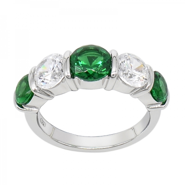 außergewöhnlicher 925er Ring mit grünen & weißen Steinen 