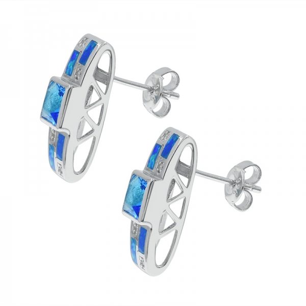 925 Silber Opal Ohrringe mit ozeanblauen Steinen 