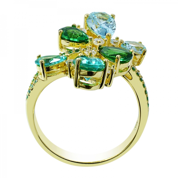 vergoldet 925 Sivler Ring mit Multi Farbe cz 