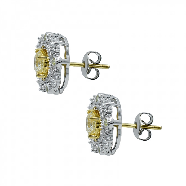 Ohrstecker Frauen 925 Ohrringe mit bezaubernden Diamanten gelb cz 