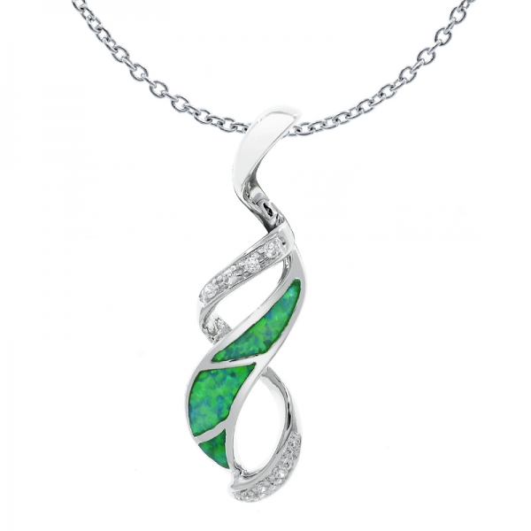 charmanter grüner Lab Silber Opal Anhänger 