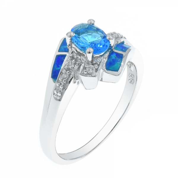 925 winsome Damen Opal Ring mit ocen blauen Steinen 