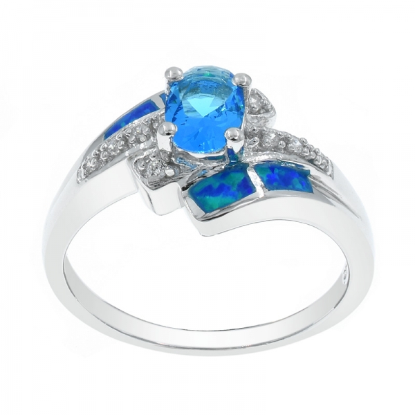 925 winsome Damen Opal Ring mit ocen blauen Steinen 