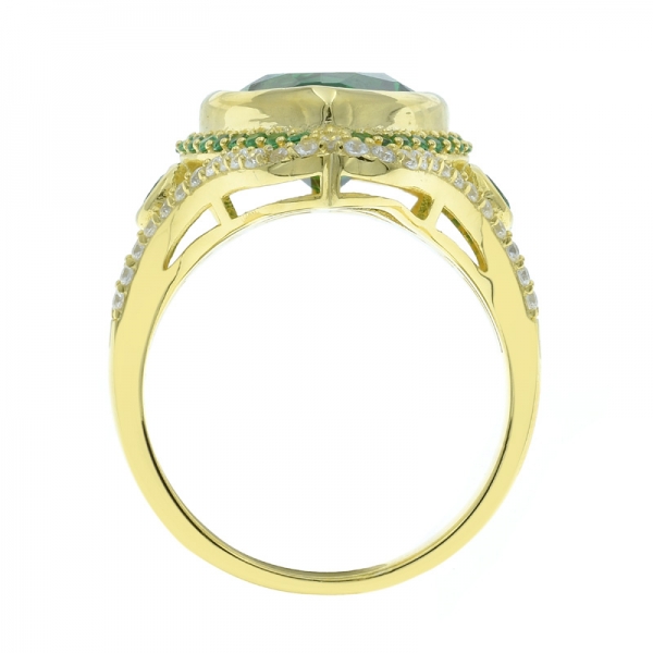 925er Goldüberzogener birnenförmiger grüner Nano-Ring 