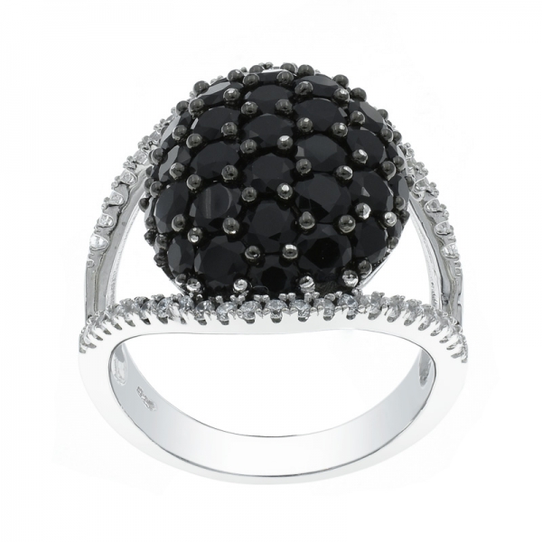 925 Silber schwarz nano & weiß cz Ring 