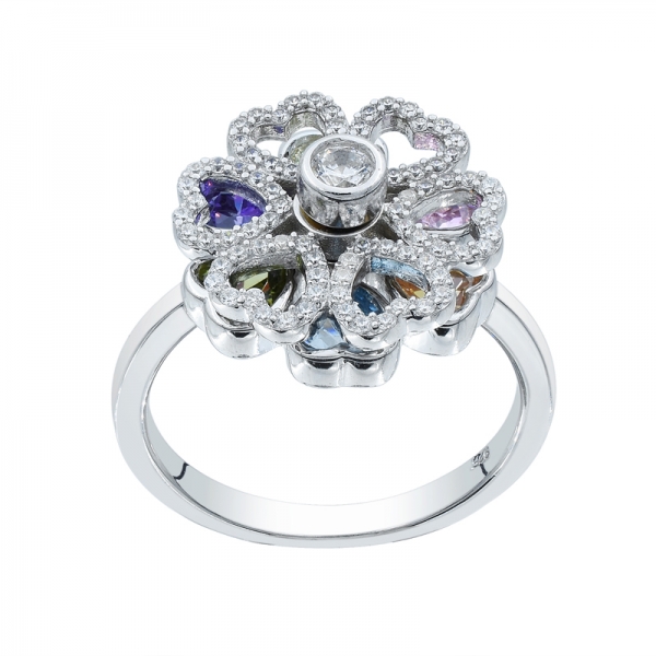 winsome flower silver ring 