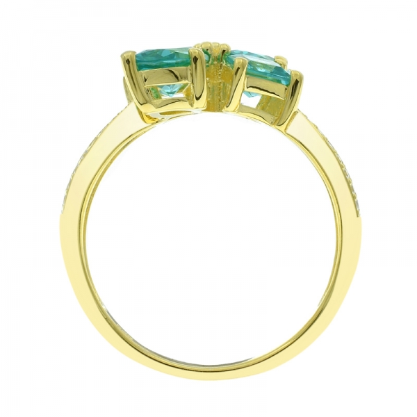 925 Silber Pracht vergoldet Paraiba Ring 