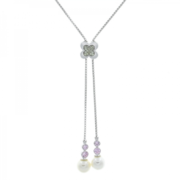 925 Sterling Silber Perle verstellbare Halskette 