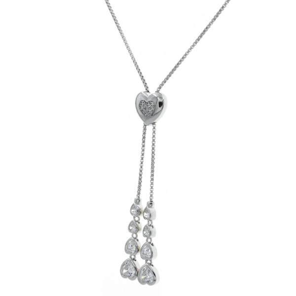 925 Sterling Silber Herzform verstellbare Halskette 