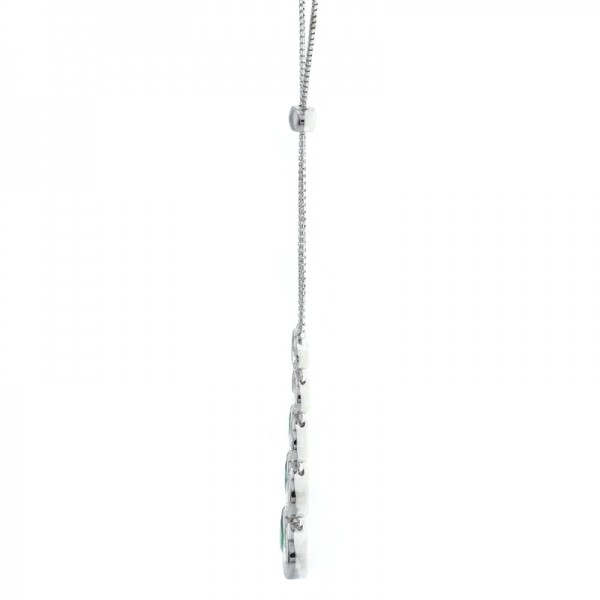 Fancy 925 Silber verstellbare Halskette mit grünen & weißen Steinen 
