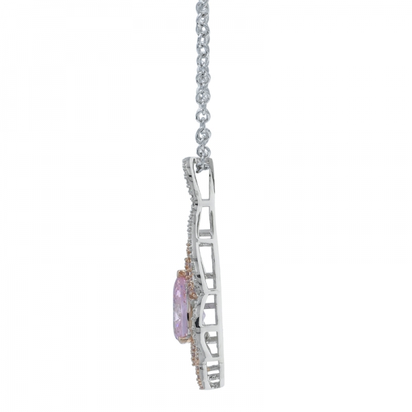 925 edle Frauen Halskette mit ausgefallener Birnenform Diamant pink cz 
