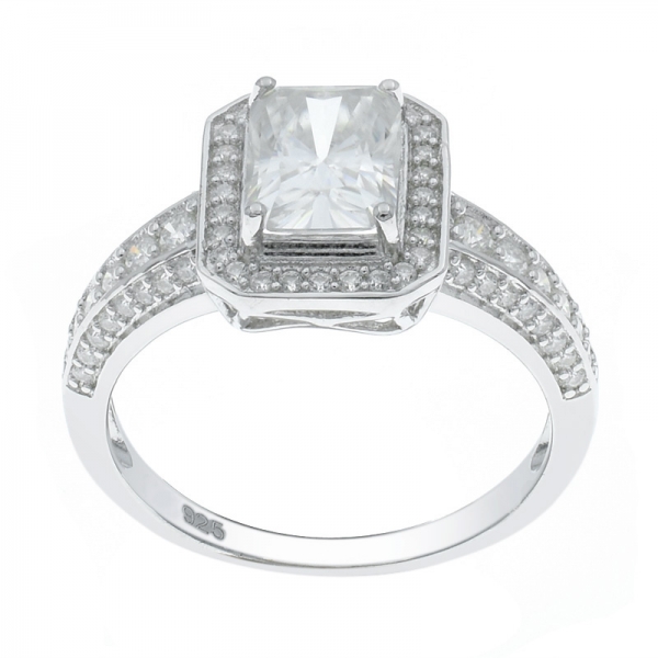 925 Sterling Silber stilvolle Baguette Halo Ring 