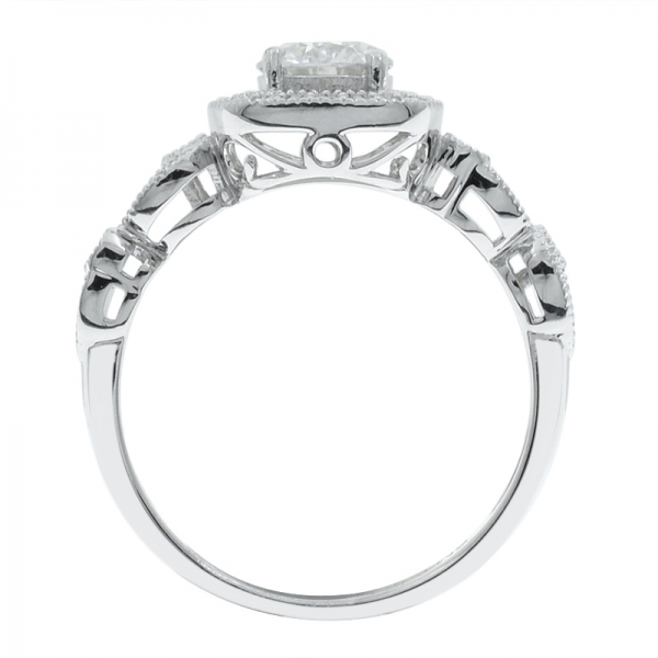 925 Sterling Silber Halo Ring mit Twist Band 