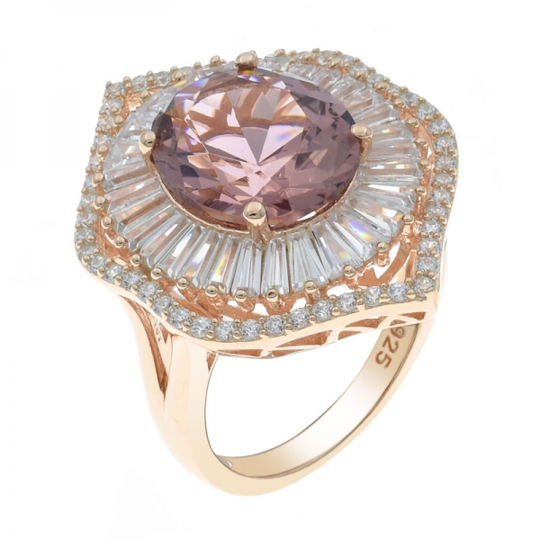 925 Silber Pracht Rosé vergoldet Morganit Nano Ring 