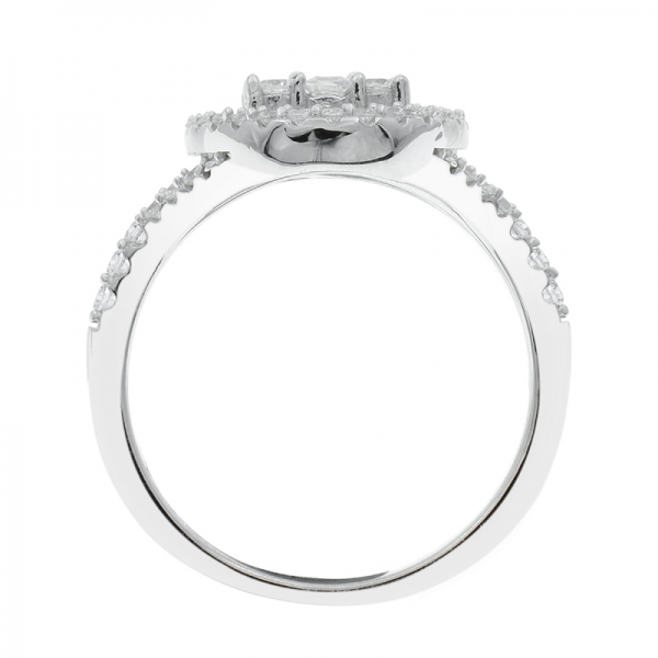 Halo-Ring aus 925er Sterlingsilber mit glänzendem Weiß cz 