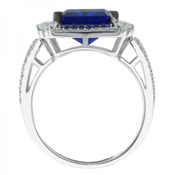 stilvolle Mode 925er Silber Smaragd geschnittener blauer Nano-Ring 