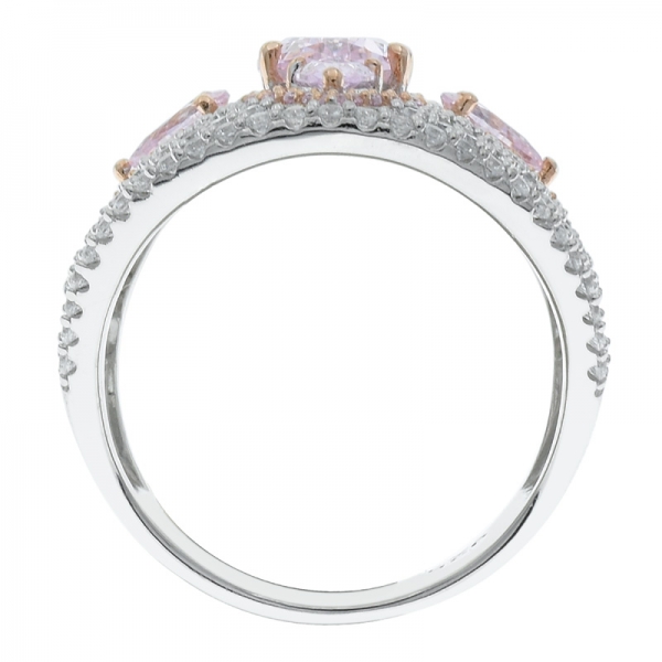 925 Sterling Silber filigraner Diamant-Rosa-Ring 