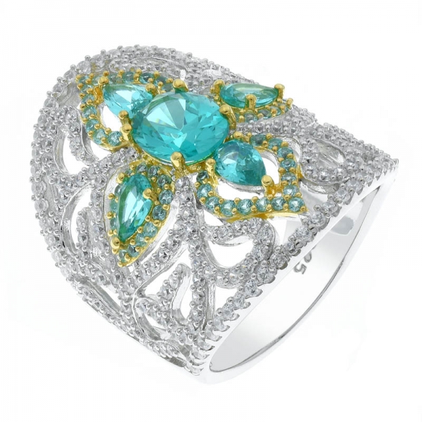 925 Sterling Silber filigraner Diamant-Rosa-Ring 