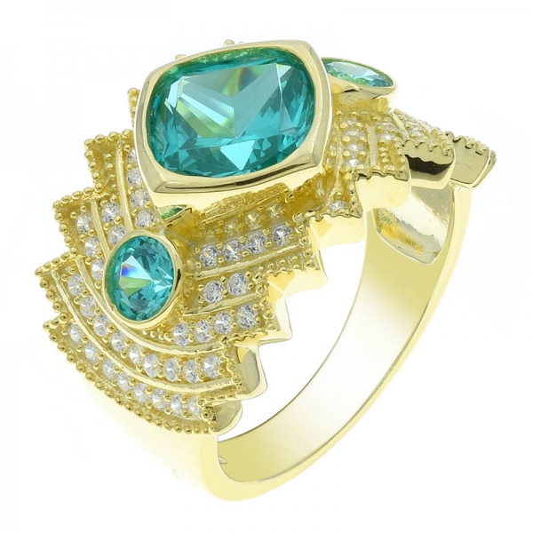 stilvolle Mode 925 Silberkissenform Paraiba-Ring 