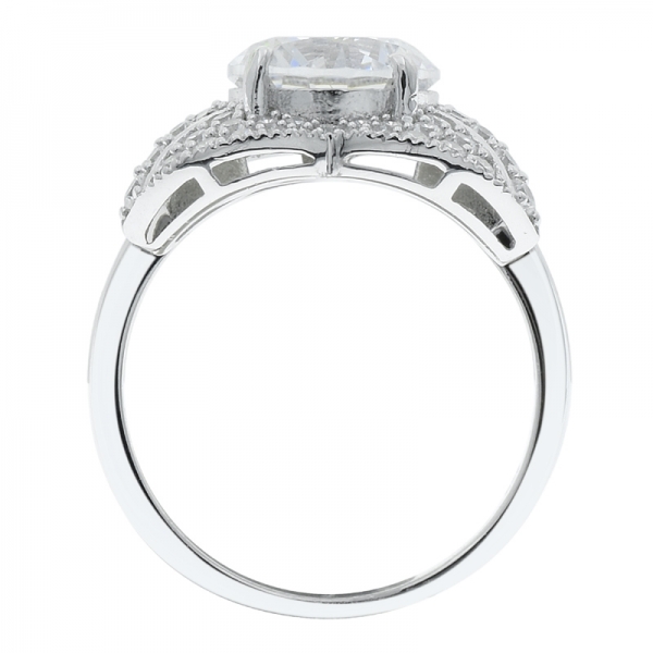 925er Sterlingsilber leuchtender weißer Zirkonia-Ring 