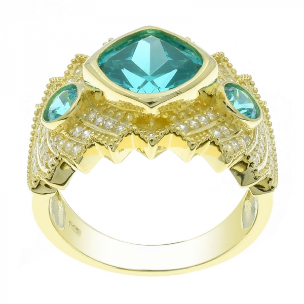 stilvolle Mode 925 Silberkissenform Paraiba-Ring 