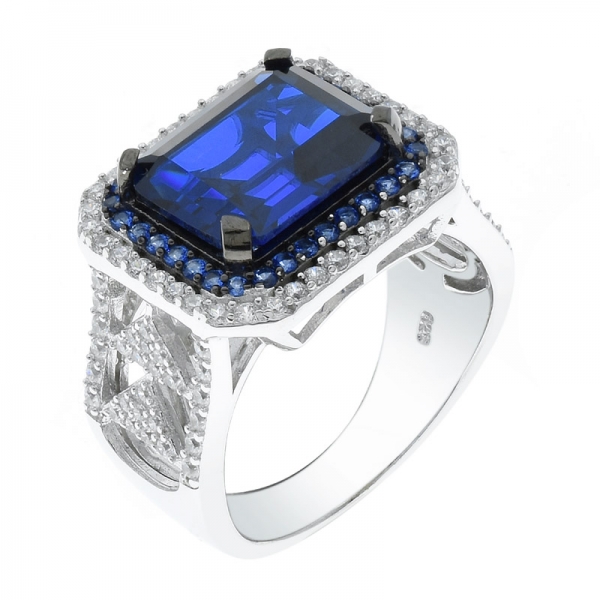 Großhandel 925 Silber Blau Nano Ring für Damen 