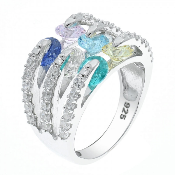 China 925 Silber Multicolor Steine ​​Schmuck Ring 