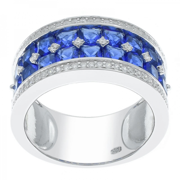 China 925 Silber Blau Nano Akzente Halbkreis Ring 