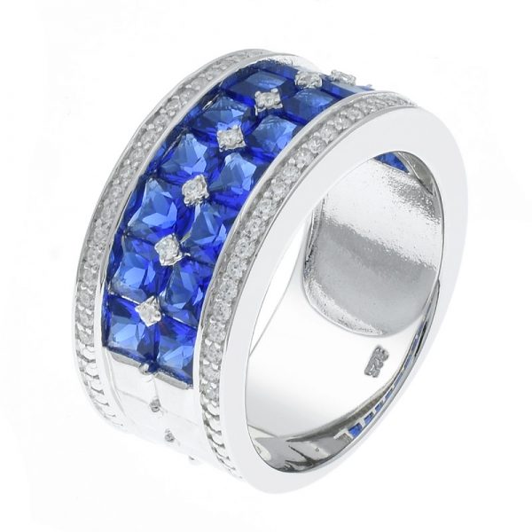 China 925 Silber Blau Nano Akzente Halbkreis Ring 