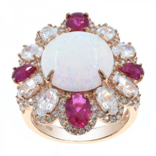 Wunderschöner Ring aus opalem 925er Sterlingsilber für Damen 