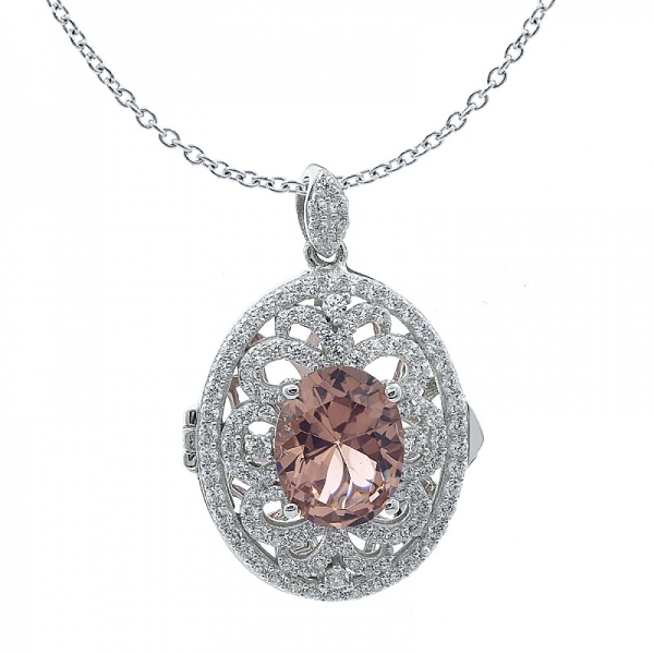 Diamant-Rosa cz 925 Sterling Silber Medaillon Schmuck Anhänger 
