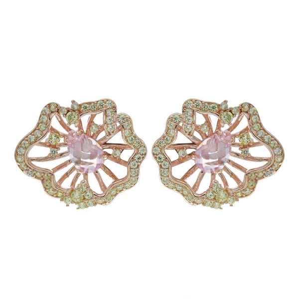 925 Sterling Silber schöne handgefertigte Ohrringe aus Lotusblatt 