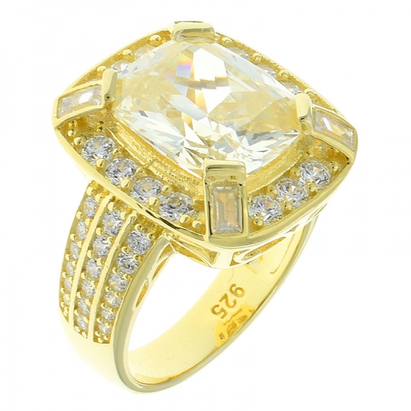 handgefertigter Ring aus 925er Sterlingsilber mit Diamant gelb cz 