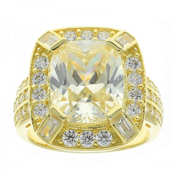 handgefertigter Ring aus 925er Sterlingsilber mit Diamant gelb cz 