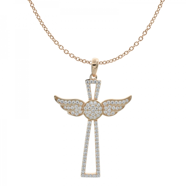 925 Silber Flügelkreuz Engel Anhänger für Damen 