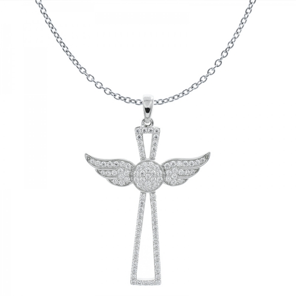 925 Silber Flügelkreuz Engel Anhänger für Damen 