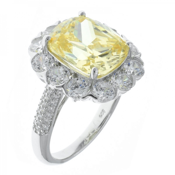 925 Sterling Silber Diamant Gelb cz Blume Schmuck Ring 