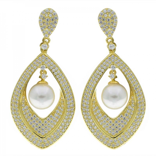 925 Sterling Silber Ohrringe mit Wassertropfen und frischer Perle 