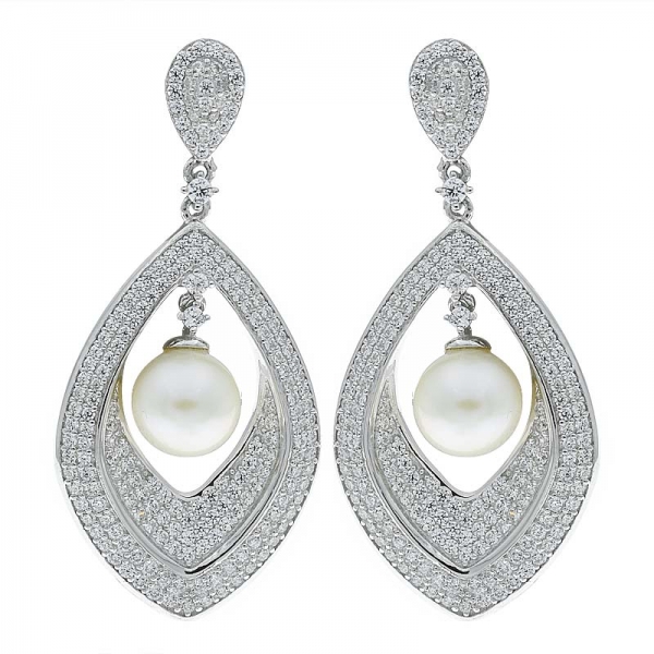 925 Sterling Silber Ohrringe mit Wassertropfen und frischer Perle 